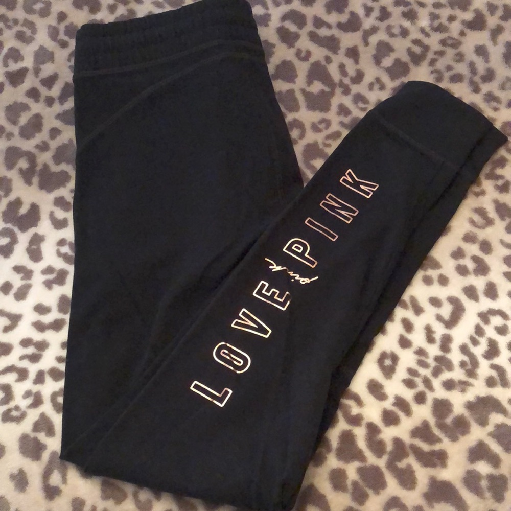 PINK Victoria’s Secret Black Yoga Jogger Leggings Size Small Pockets